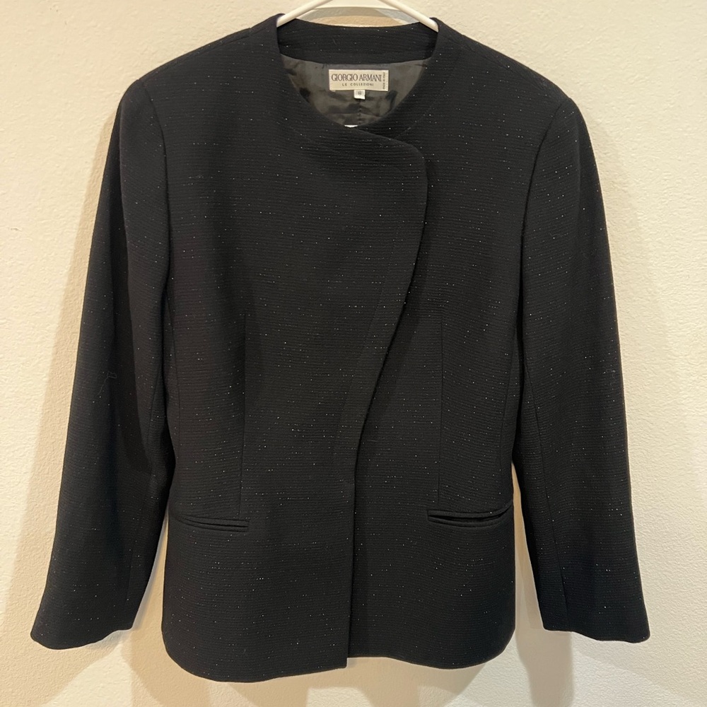 Vintage Giorgio Armani Le Collezioni Black Wool Jacket Made in Italy Size 8